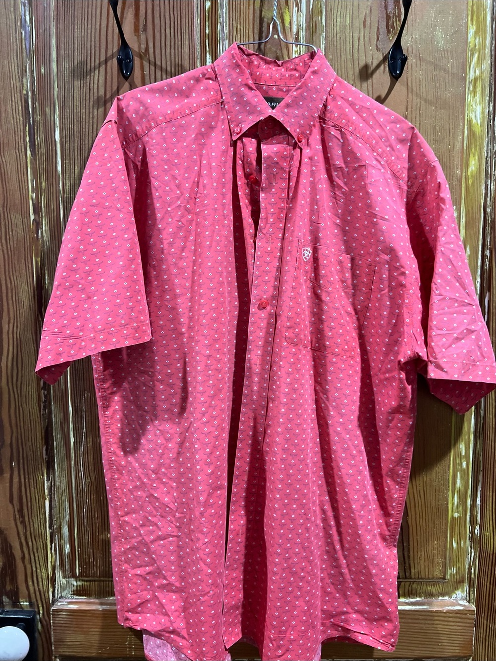 Ariat Red Short-Sleeve Button-Down Shirt